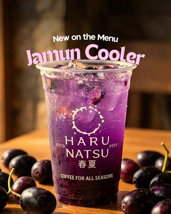 Purple Jamun Cooler with fresh jamun fruit at Haru Natsu café in Rajouri Garden, New Delhi